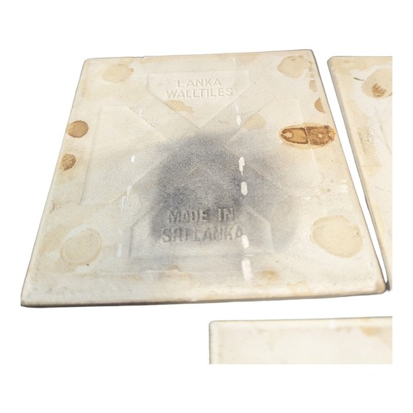VTG Set of 3 Vintage Lanka Wall Tile Coaster Trivet Tabby Cat Made in Sri Lanka - Picture 3 of 9
